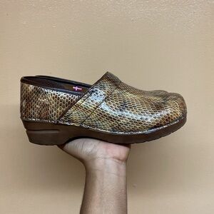 Sanita Snakeskin Danish Clogs